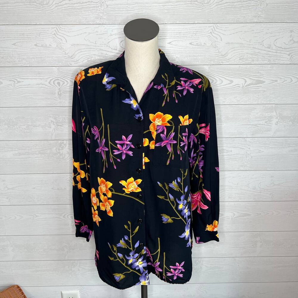 Norton McNaughton vintage 80's floral button up blouse Size Med